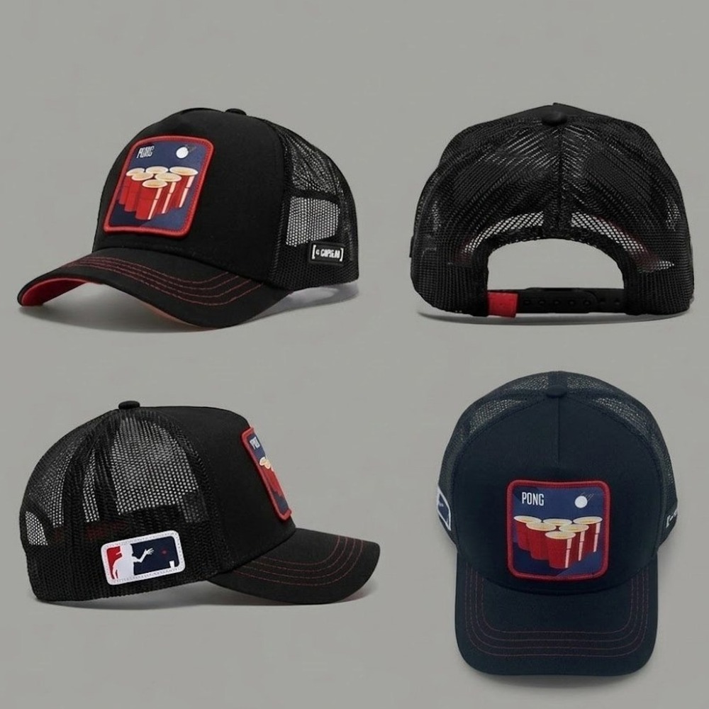 Capslab Pong Trucker Hat Black Red Beer Pong Solo Cup Patch Snapback NWT